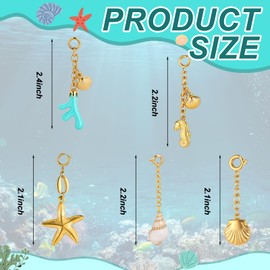 Liliaafar 5 Pcs Gold Bikini Jewelry Charms, Women's Bikini Charms Gold Stainless Steel Waterproof and Tarnish Proof Clip on Beach Jewelry for Summer Outfit Accessories Keychain Summer Beach Party