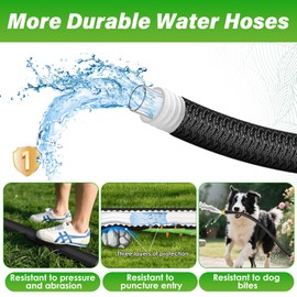 Garden Hose 100 ft, Non-Expandable Water Hose 100ft with 10 Function Nozzles, Kink-Free, Sturdy, Flexible, Wear-Resistant, Lightweight 100 ft garden Hose for Garden, Outdoor, Yard, Car Wash, Lawn