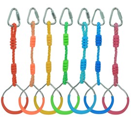 7PCS Colorful Ninja Gymnastic Rings for Kids - Outdoor Backyard Play Sets & Playground Equipment, Swing Bar Rings, Obstacle Rings, American Ninja Warrior Obstacle Course Accessories Backyard Swing