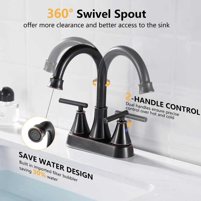 Fransiton Bathroom Sink Faucet 4 Inch 2 Handle Centerset Oil