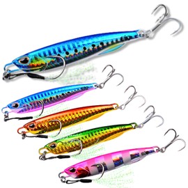 【TACKLAND】 High Cost Performance Metal Jig Popular Proven Colors 5-Piece Set 10g 15g 20g 30g 40g 50g 60g with Solid Ring Reinforced Assist Hook (10g)