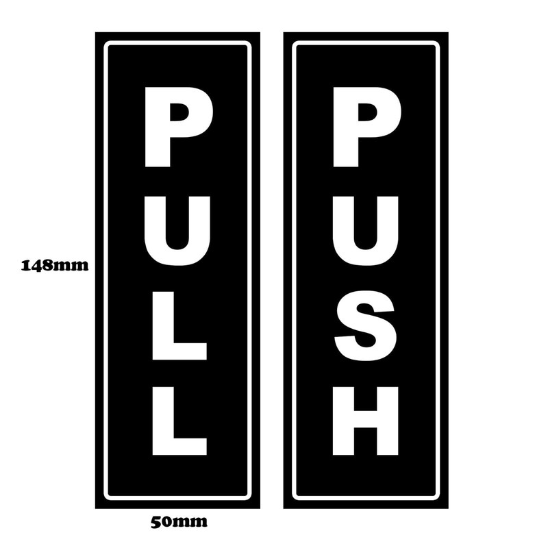 4-Pack Push Pull Waterproof Vinyl Stickers for Doors & Windows,
