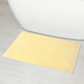 Linens Limited - Non Slip Bath Mat, Bathroom Accessory for Spa Experience, Soft and Luxurious, Turkish Cotton, Super Absorbent Long Rug, Machine Washable (Lemon)