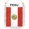 4 x 6 Inch Peru Flag Mini Banner - with White Fringe for Hanging on Car Rearview Mirror - (Peruvian)