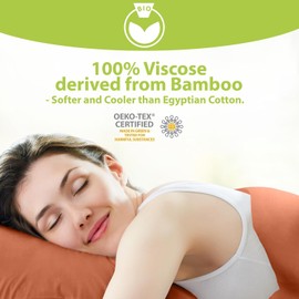 BAMPURE 6 Pcs King Sheet Set - 100% Viscose derived from Bamboo Sheets King Size - Super Soft Viscose Bamboo Cooling Sheets for Hot Sleepers -Up to 16’’ Deep Pocket King Sheets (Terracota)