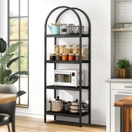NicBex Book Shelf,Modern 4-Tier Bookcase with Storage Shelves,Wall Corner Book Shelf Floor Standing,Arched Bookcase Display Rack for Home Office,Living Room,Bed Room,Black