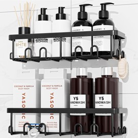 YASONIC Shower Caddy Adhesive, Rustproof Shower Organizer, Wall Shower Rack
