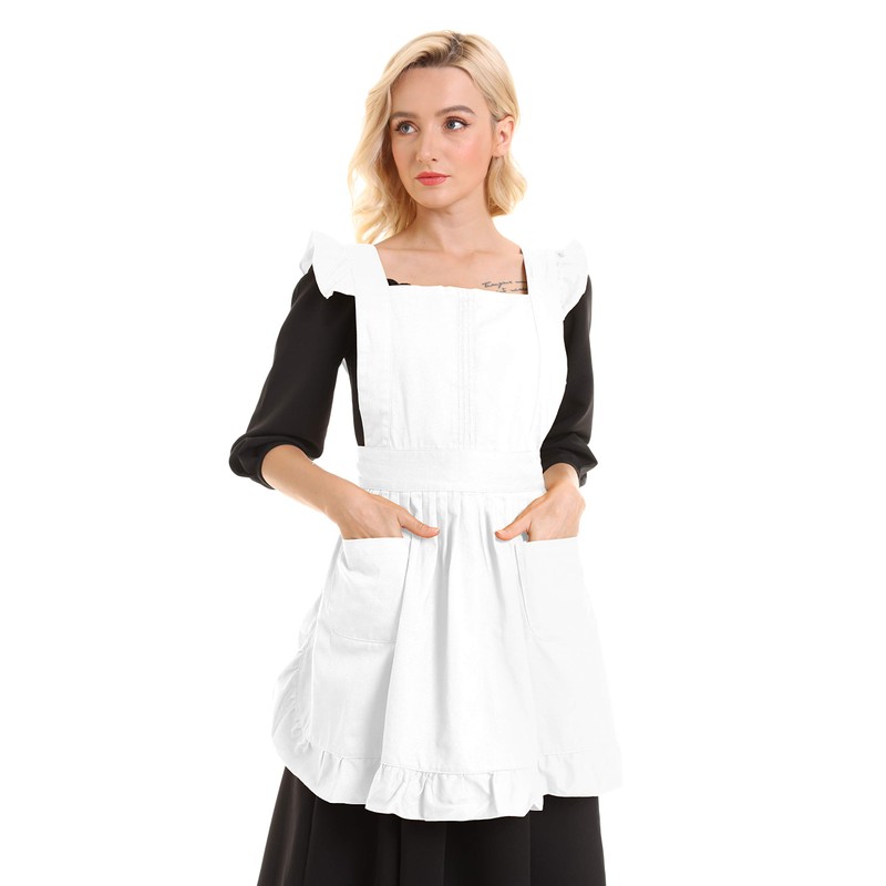 LilMents Retro Adjustable Ruffle Apron Kitchen Cooking Baking Cleaning Maid
