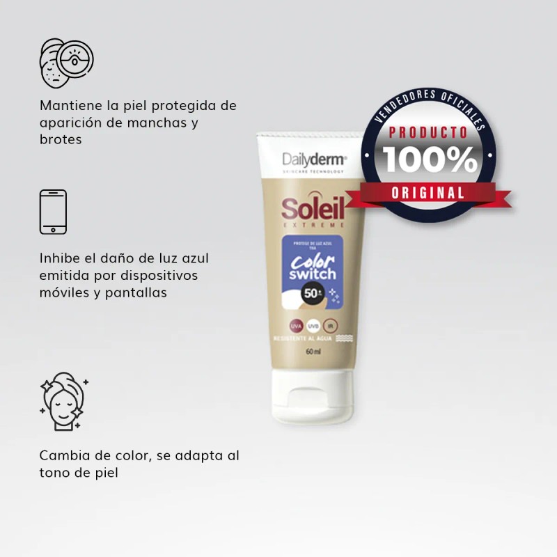 Protector Solar Spf Switch 60g Dailyderm Resistente Agua