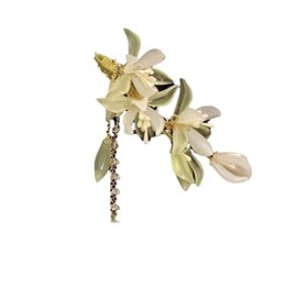 2PCS Chinese Flower Pearl Tassel Side Clips, Flower Pearl Tassel Headpiece, Vintage Flower Hairpin Floral Hair Accessories for Women