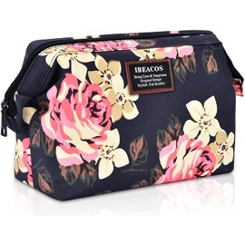 LOKASS Toiletry Bag 2 in 1 Cosmetic Bag for Women Women Canvas Wash Bag Travel Wash Bag Toilet Bag with Carry Handle 21 x 10 x 19 cm (4 Litres), Peony 1 in 1