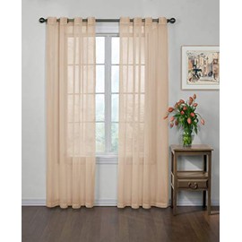 CURTAIN FRESH Arm and Hammer Modern Odor Neutralizing Sheer Voile Light Filtering Grommet Window Curtains for Bedroom or Living Room (Single Panel), 59" x 63", Latte