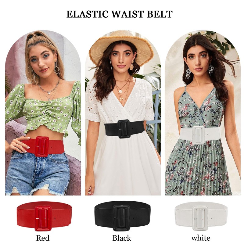 LJCZKA Women Wide Stretchy Belt Adjustable Vintage Elastic Waist Belt