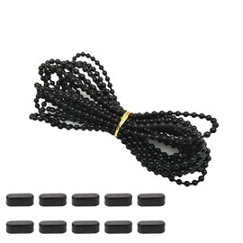 3 Meter Roller Blind Cord Black,Plastic Ball Beaded Chain with 10Pcs Connectors, Blinds Bead Chain Cord