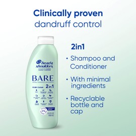 Head & Shoulders Head & Shoulders BARE Pure Clean 2in1 Dandruff Shampoo and Conditioner, Anti-Dandruff Treatment, 13.5 FL OZ