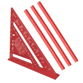 4Pcs Speed Square, Roofing Square and Rafter Square Set, Aluminum Alloy Carpenters Square for Woodworking, Angle Measuring and Marking Toolfor Angle for Marking, Woodworking & DIY Projects