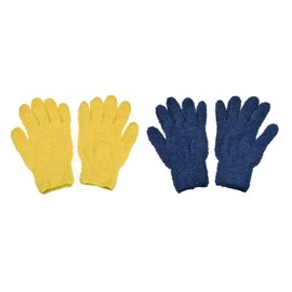 M METERXITY 2 Pair Dust Removal Gloves - Household Cleaning Mitts, Soft & Durable, Apply to Kitchen/Garden/Room (8.66 x 5.12 Inches, Yellow Dark Blue)