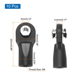 MECCANIXITY M4xL22mm Lever Steering Linkage Tie Rod Ball Head Link Joint End for RC Crawler Car Pack of 10
