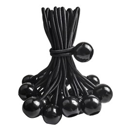 10 Pcs Bungee Cords with Balls, Ball Bungees Ties Heavy Duty, Elastic Bungees Ties, Heavy Duty Bungee Balls for Tarpaulin Tents Canopy Banners Camping Tarps Fixings and Household Items (15 cm, Black)