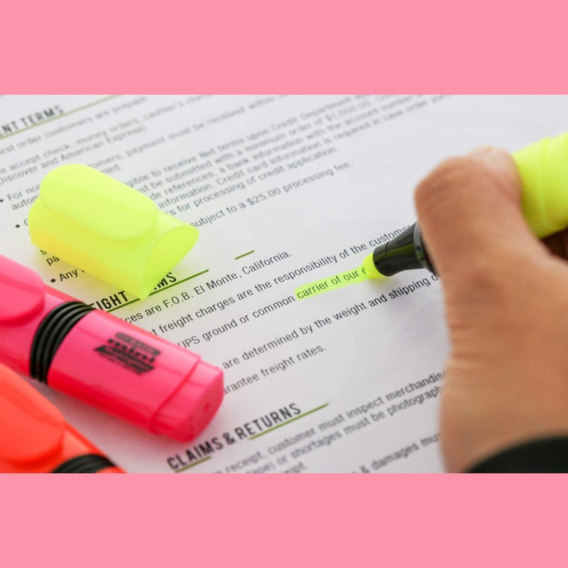 BAZIC Mini Desk Style Fluorescent Highlighters, 4 Per Pack (2323-24P)