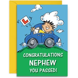 Nephew Driving Test Pass Congratulations Card - Medium Sized Card