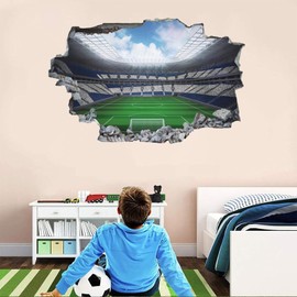 ANHUIB Large 3D Football Wall Stickers,Football Stickers for Bedrooms for Boys,Football Wallpaper Boys Room Wall Stickers,Soccer Football Vinyl Wall Art Decal for Teenagers Boys 3D Bedroom Accessories