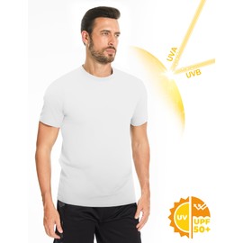 JumGear-Life Mens Workout Shirts Dri Fit T-Shirts White Short Sleeve Fishing Running Gym Hiking Tee Summer Casual Sun UPF Shirts Rash Guard Polyester Dry Fit Tshirts XL