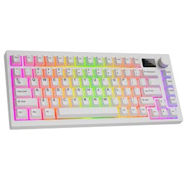 TECWARE Spectre 75% RGB Mechanical Gaming Keyboard | Customizable LCD Screen | Tri-Mode Wireless with Knob | Gasket Mount | South Face 5-Pin Hot-Swappable Sockets | White Candy Red Linear Switch