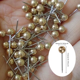 200 x World Map Push Pins Pin Pins Map Pins Pin Board Pins Steel Tip Head Pins for Crafts (Dark Gold)