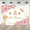 ASDCXZ 7x5ft Mi Bautizo Backdrop Boho Baptism First Holy Communion