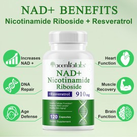 Liposomale NAD+ Kapseln 910 mg Softgels mit Resveratrol & Quercetin - NAD Booster 120 Stück - NAD Supplements Hoch bioverfügbar für Energie, Haut & Vitalität, Hohe Absorption, Vegan