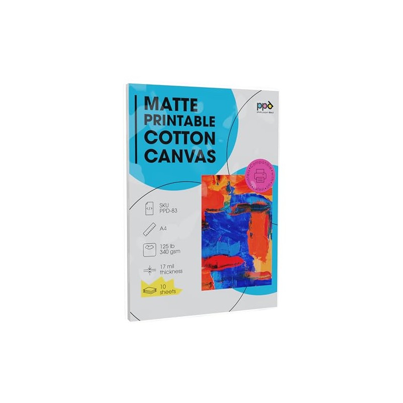 PPD A4 x 10 Blatt Inkjet Canvas Bedruckbares Fotopapier 340g