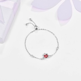 KINGWHYTE Claddagh Bracelet 925 Sterling Silver Celtic Knot Birthstone Bracelets Irish Celtic Jewellry for Women Birthday Anniversary Christmas Gifts for Friends Sister