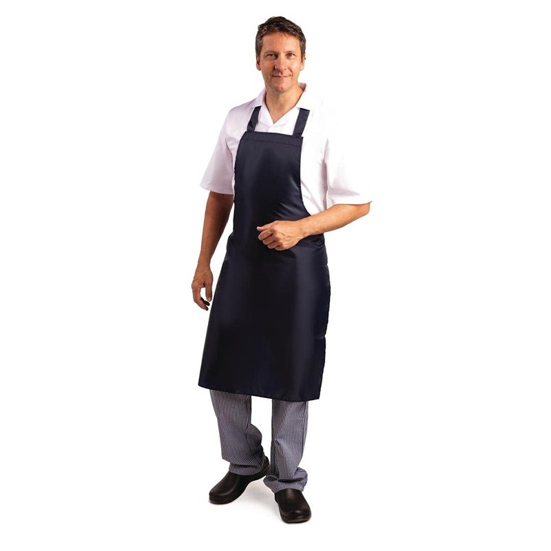 Whites Chefs Apparel Light Duty Waterproof Bib Apron Nylon Blue
