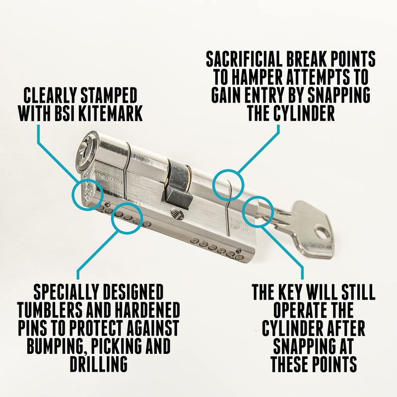 High Security TS007 1 Star Euro Cylinder Lock, British Standard,