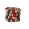 Creative Co-Op Round Handmade Wool Felt Ball Coasters, Multicolor, Set