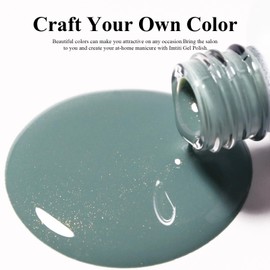 Imtiti Glitter Gel Nail Polish, 0.5 Fl Oz Sage Green Glitter Gel Polish Soak Off LED U V Gold Shimmer Sparkle Nail Gel Polish DIY Nail Art Starter Manicure Salon Gel Nail Polish Kit