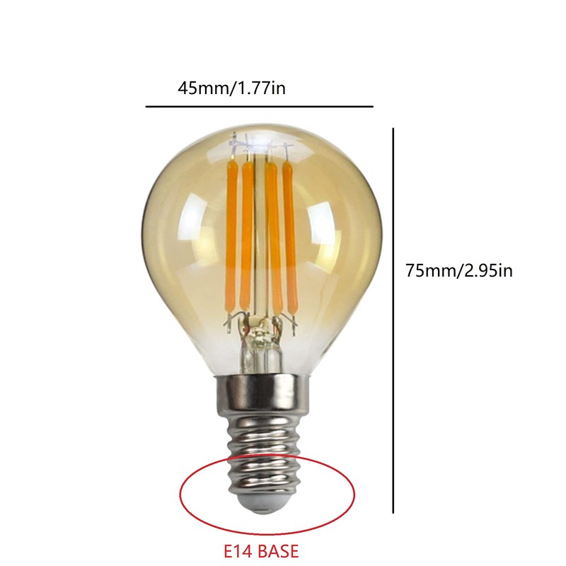 E14 4W G45 LED Globe Filament Bulb Dimmable Edison Filament