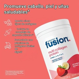 Bariatric Fusion- Fresa Pltano Multi Colgeno Protena en Polvo  Plus Conjunto de Apoyo Complejo de MSM y Glucosamina                                   
