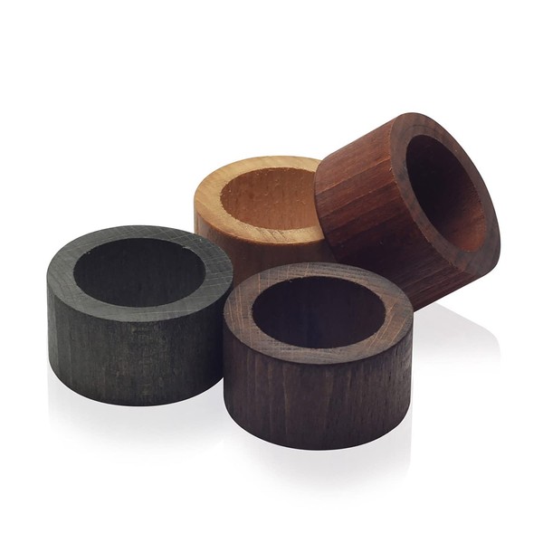 Metaltex 736612 Set of 4 Wooden Napkin Rings, Assorted Colours