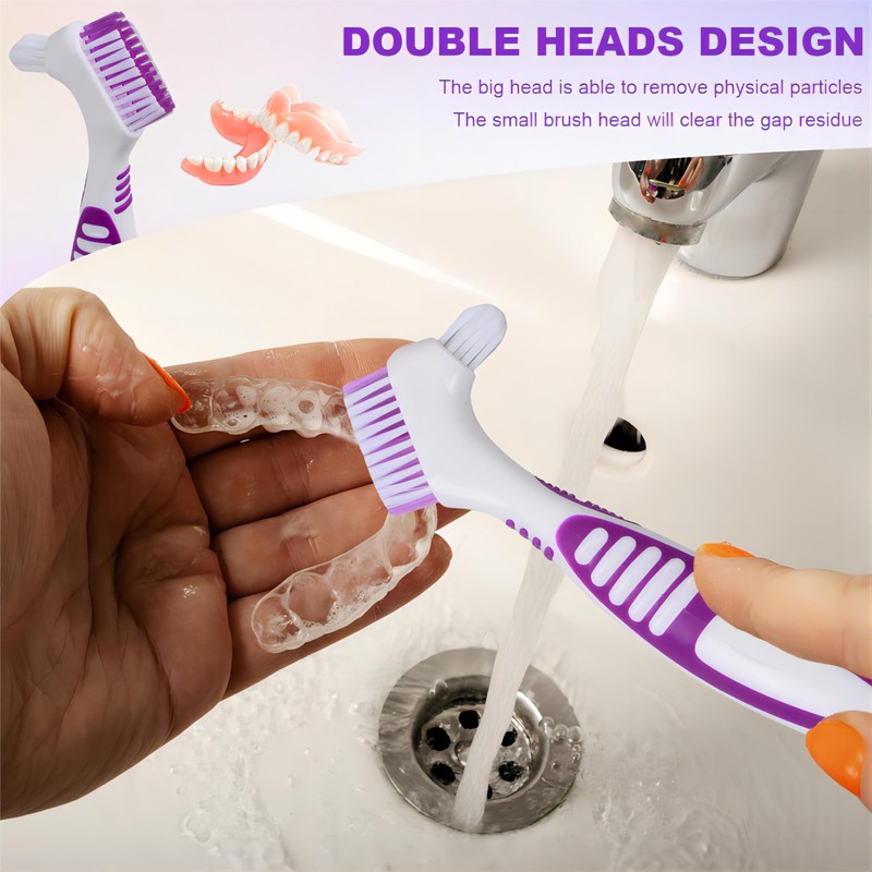 2 PCS Denture Bath Cases Set, 2 Denture Storage Case