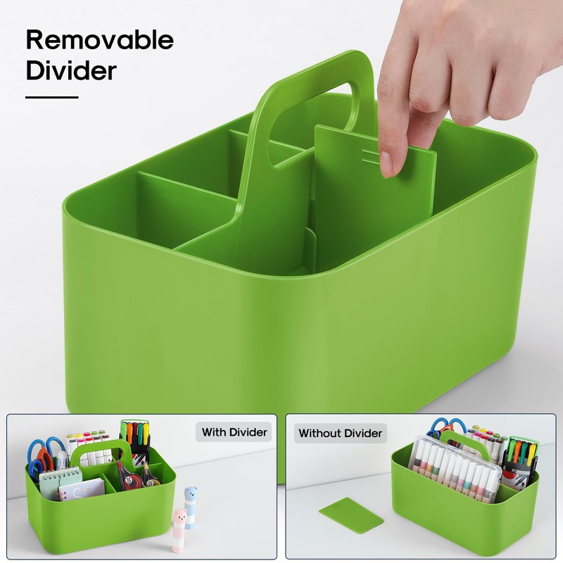 Multiuse Caddy Organizer with Handle - Stackable Plastic Tote Bin