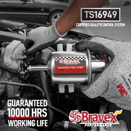 Bravex Universal 12V Low Pressure 2.5-4 PSI Gas Diesel Inline Electric Fuel Pump HEP-02A (2.5-4 PSI)