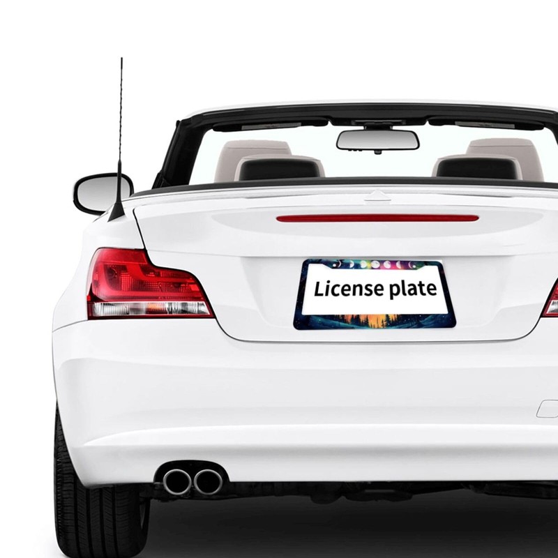 Aurora Forest Moon License Plate Frame 2 Pack, Universal Aluminum