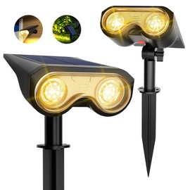 HMDecor Solar Spot Lights Outdoor, IP67 Waterproof 2 Pack 3 Lighting Modes Landscape Spotlights for Yard Garden Yard Pool Fence House Garage Pathway