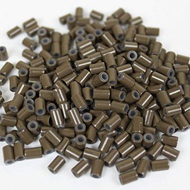 HAIR DE VILLE Silicone Lined Copper Micro Tube Rings Links Beads Linkies For I Tip Stick Glue Feather Hair Extensions (500 PCS 3.5mm, Brown)