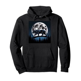 Kids Black Panther Full Moon Trees Sasquatch Black Panther Pullover Hoodie