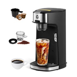 Garvee Single Serve Coffee Maker, Single Cup Small Coffee Machine with 18.6 Oz Water Tank for Capsule, Ground & Tea, Portable Coffee Maker for Home Office RV Camping, Auto Shut Off, Adjustable Tray