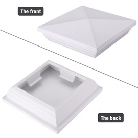 Canomo 4 x 4 White Vinyl New England Post Caps Pyramid Square Fence Post Top for 4" x 4" Vinyl Fence Post, Waterproof, Moisture-Proof and UV Resistant, 2 Packs