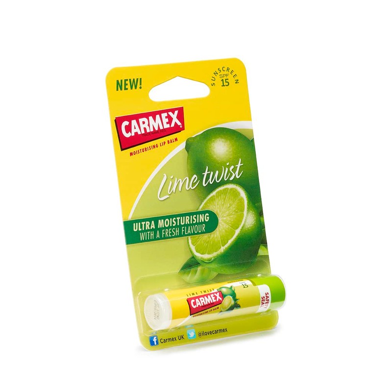 Carmex Lime Twist Ultra Moisturising Lip Balm SPF15 For Dry Cracked
